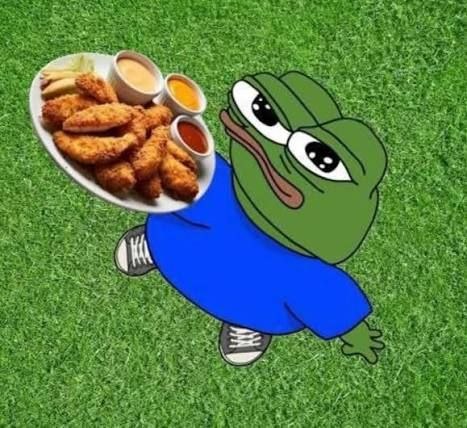 Field Pepe with a platter of nuggets and sauces