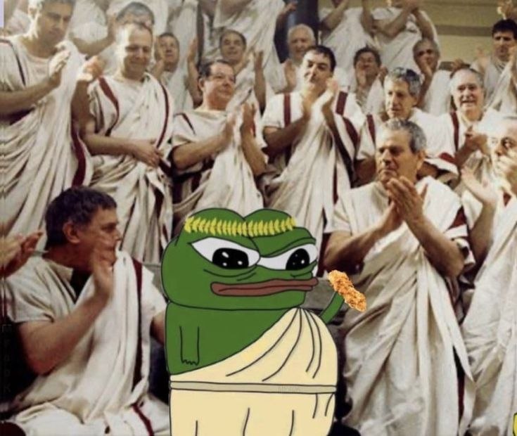 Emperor Pepe holding a tender