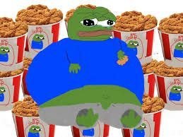 Giant Pepe surrounded by chicken buckets