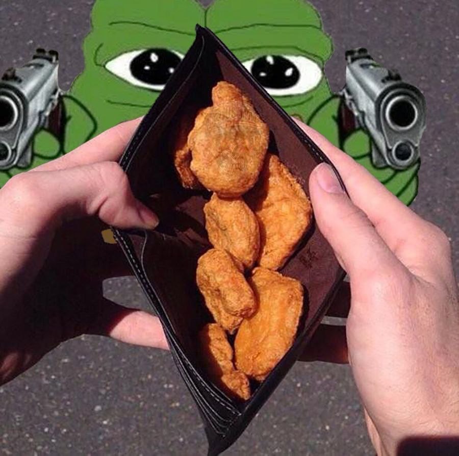 A wallet full of chicken nuggets
