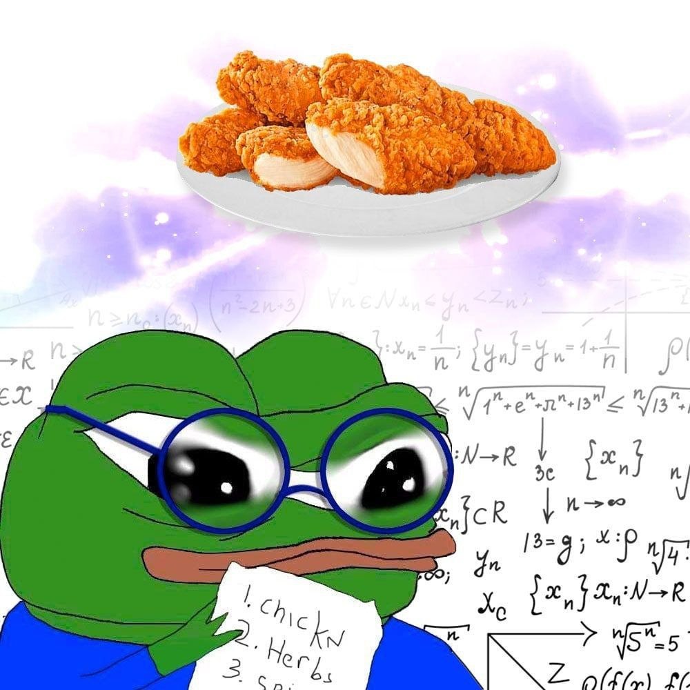 Scientist Pepe solving the tendie recipe